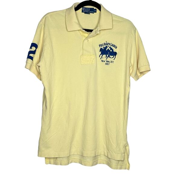 Polo Ralph Lauren Big Pony Double Dual Match #2 Yellow Polo Shirt Mens Medium - Picture 1 of 8